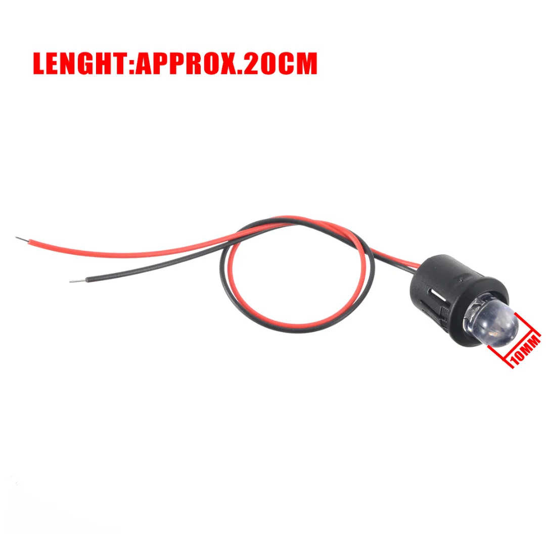 10pcs New 12V 10mm Pre-Wired Constant LED Ultra Bright Water Clear Bulbs Red / Yellow / Blue / White