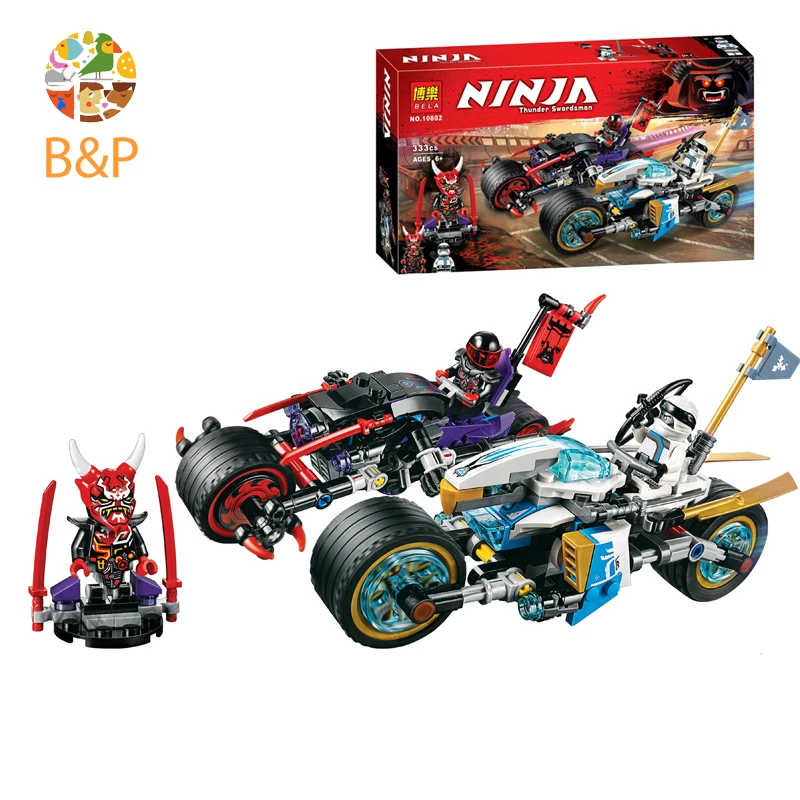 

New 70639 333pcs Ninja Series The Street Race of Snake Jaguar Model Building Block Brick Toys For Children 10802 Gift