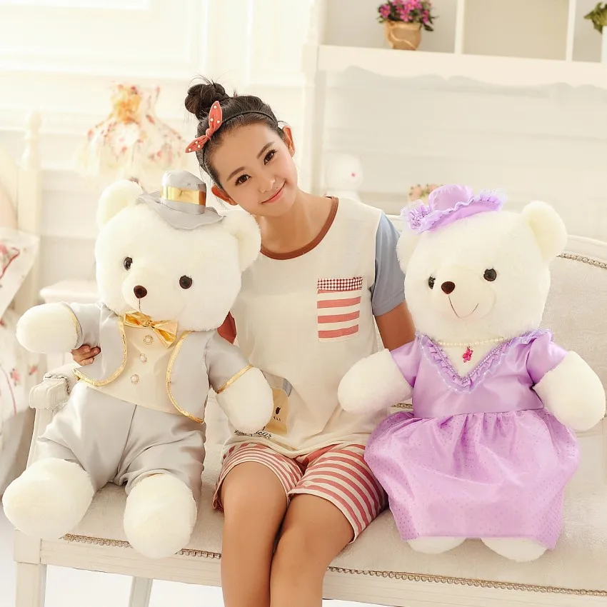 Модная высококачественная одежда, 40 см, 60 см/80 см; свадебные туфли с рисунком медведя; Плюшевые игрушки, а так же кукла Мишка Тедди Свадебный подарок медведь жених и невеста 2 шт./пара