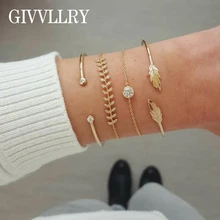 Позолоченные браслеты-манжеты с перьями для женщин, элегантные минималистичные хрустальные стразы в форме листа, браслеты с подвесками, Подарочные ювелирные изделия