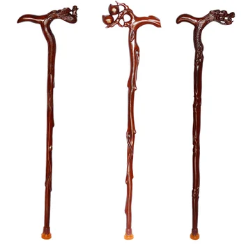 

100% Solid Wood Outdoor Walking Sticks Rosewood Crutch Grandpa Folk old Lucky Crosier Canne New Modern Dragon Head Birthday gift