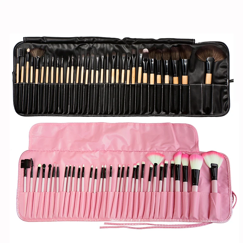

Professional Makeup Brush 24pcs Set Kits Pink Makeup Tool Cosmetic With Leather Case Brand Make Up For Beauty Women