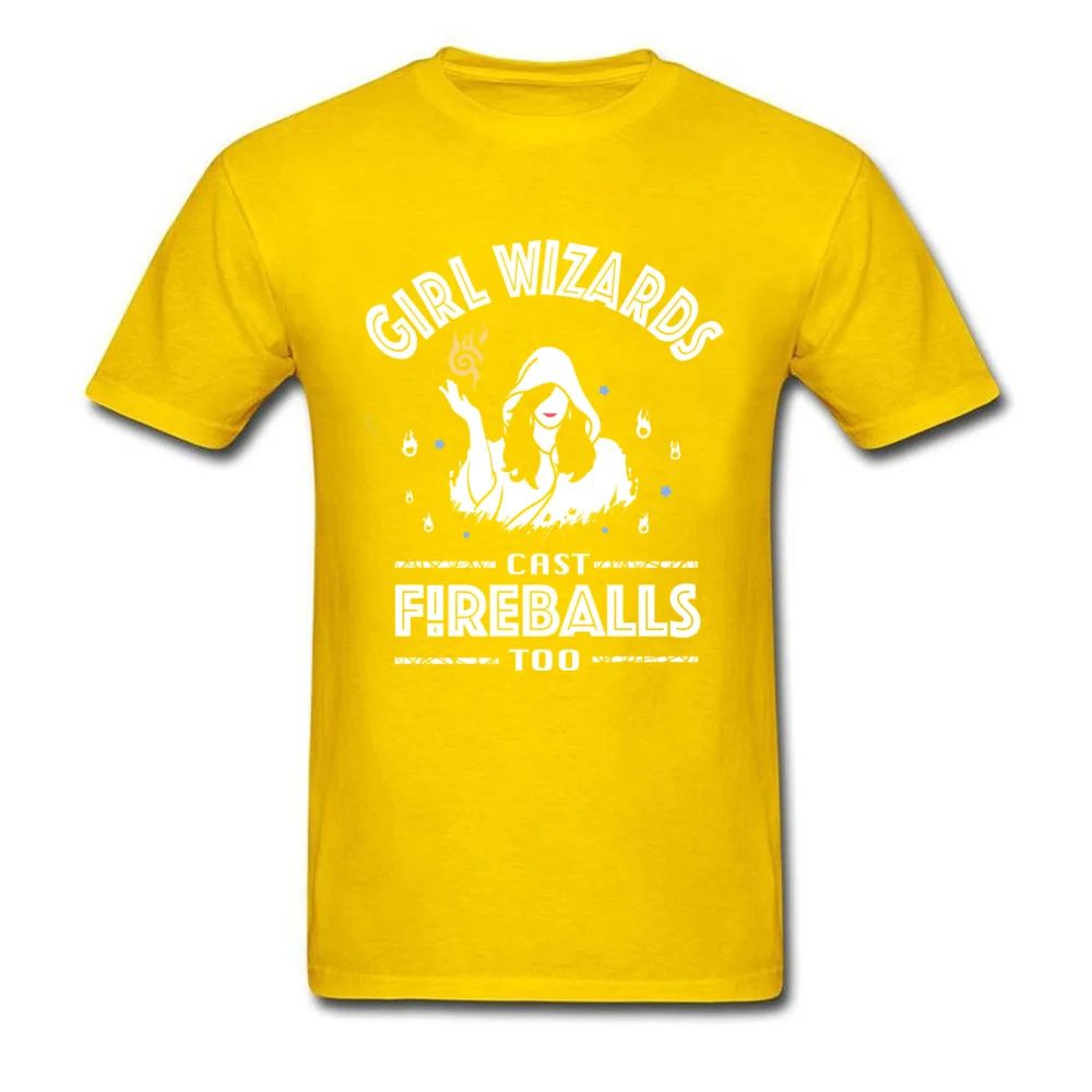 Girl Wizards cast Fireballs too Father Day Pure Cotton O Neck Tops Shirt Short Sleeve 3D Printed Tee-Shirts Graphic T Shirt Girl Wizards cast Fireballs too yellow