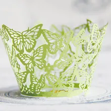 Светло-зеленая красивая бабочка бумажные украшения Формы для кексов для свадебной вечеринки день рождения, обертки для кексов