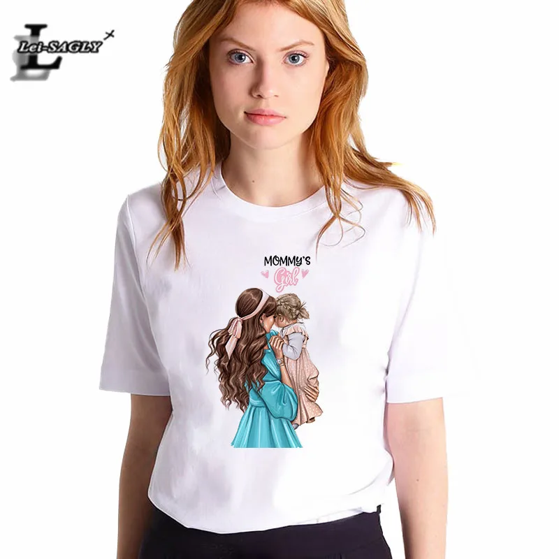 

Lei SAGLY Super Mom Female T Shirt Summer Women 2019 Mommy's Girl Cute Homme Korean Style Shirt White Casual Vogue T-Shirts