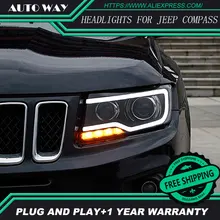 Автомобиль голове стиль лампа для Jeep Компасы Фары для автомобиля Компасы 2011-2017 светодиодные фары H7 D2H HID вариант Ангел глаз би ксенон луч