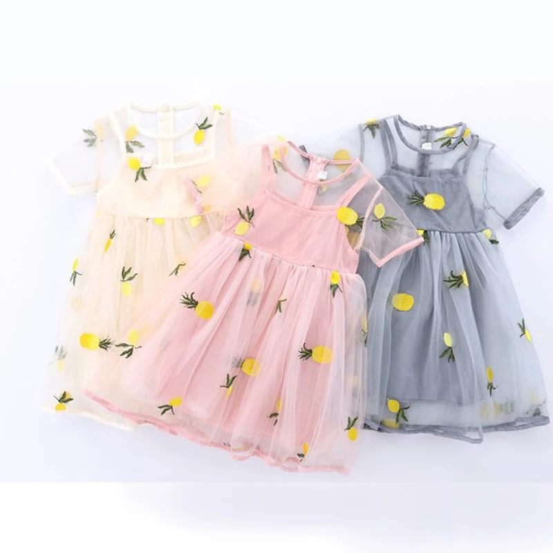 

Baby Girls Pineapple Dress For Girl Summer Frock Children Sundress Tutu Kids Clothes Casual Wear Little Princess Girls Clothing