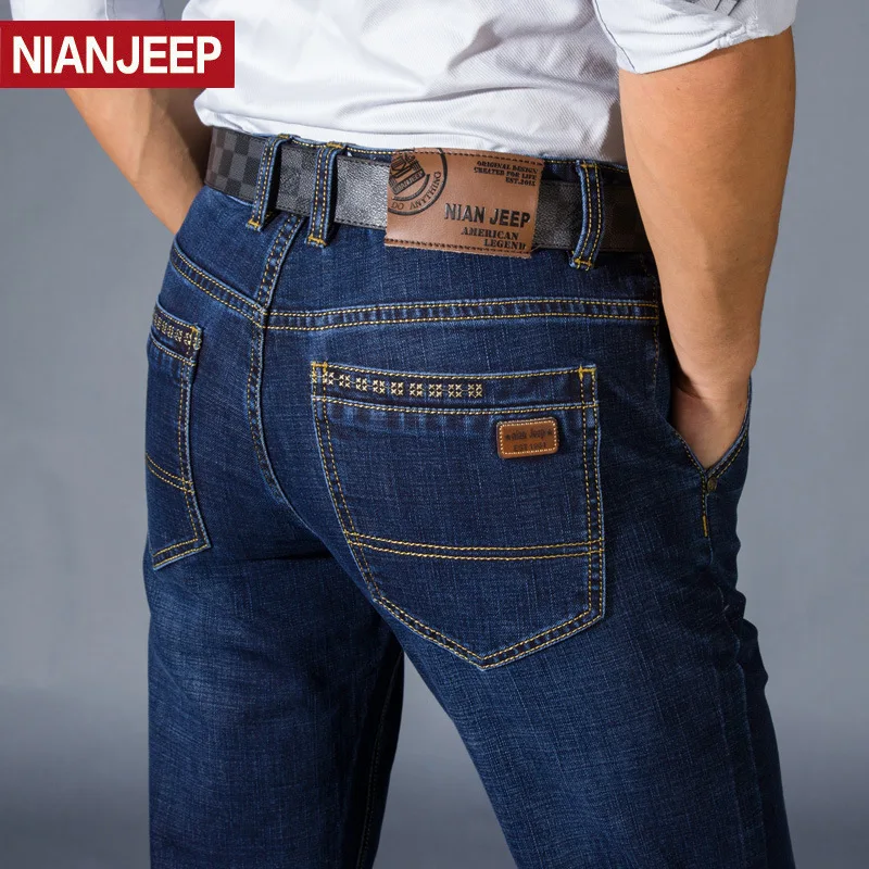 NIANJEEP Brand Men Elasticity Stretch Fabrics Jeans Autumn Winter Men