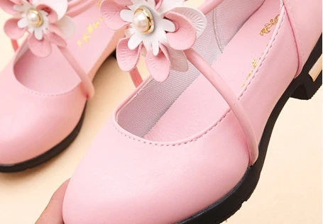 Г. Новая весенне-Осенняя обувь с цветами для девочек модная обувь принцессы детская обувь из искусственной кожи для девочек 27-37