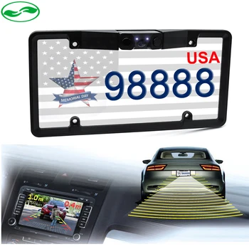 

2in1 Car License Plate Frame Video Parking Sensors With LED Night Vision Rear View Camera For United States, Mexico, Canada
