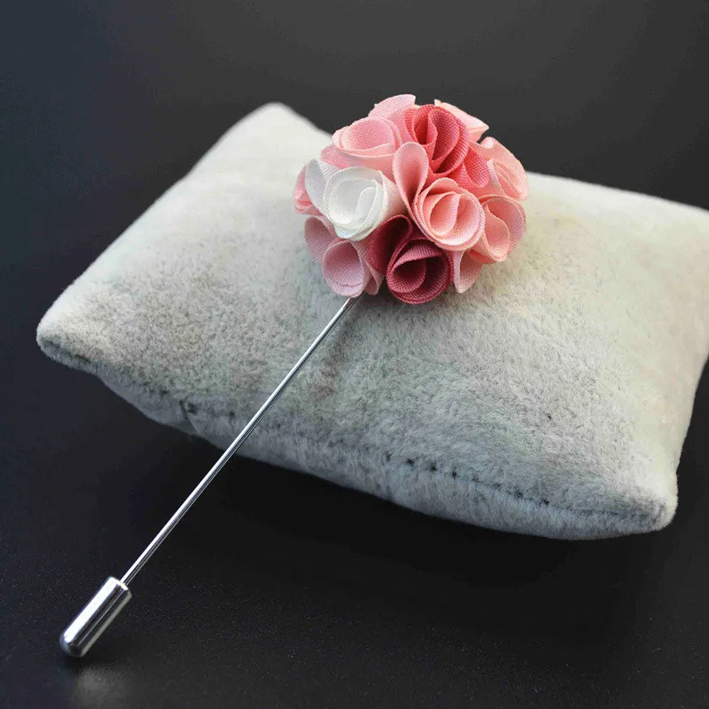 

New Popular Men Lapel Pin Men Brooch Flower Suit Decor Fashion Wedding Groomsman Plaid Flower Broochers with 3 Colors One Piece