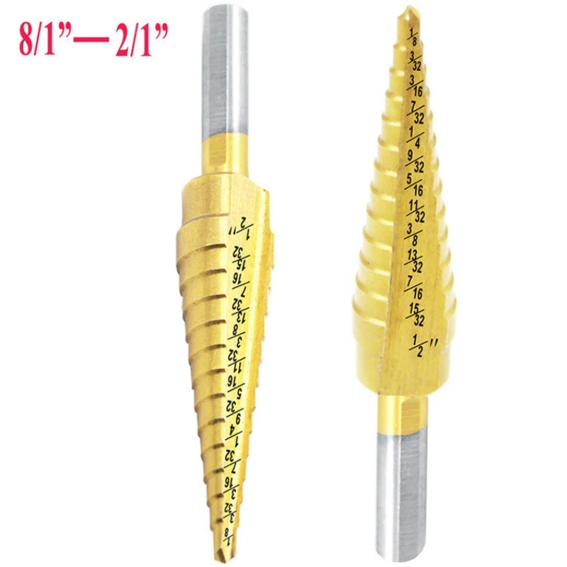 3 pcs HSS Titanium Step Drill Bit Set & 1 pcs Automatic Center Punch herramientas para carpinteria drill bits drill bits 3 pcs HSS Titanium Step Drill Bit Set & 1 pcs Automatic Center Punch herramientas para carpinteria drill bits drill bits