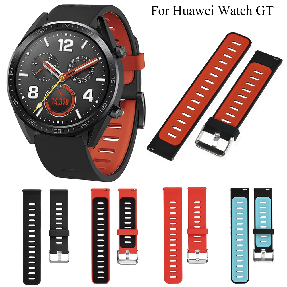 

22mm Silicone Wrist Watch Bracelet Replacement Two-tone Sports Wristband Watch Band Wrist Belts For Huawei Watch GT Strap