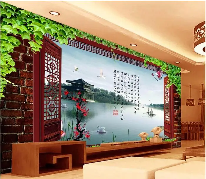

3d wallpaper custom mural non-woven 3d room wallpaper China's landscape lake pavilion floor photo 3d wall murals wallpaper