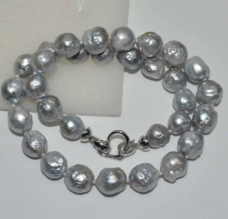 

Baroque furrow gray good luster 11-14 mm kasumi FW pearl necklace