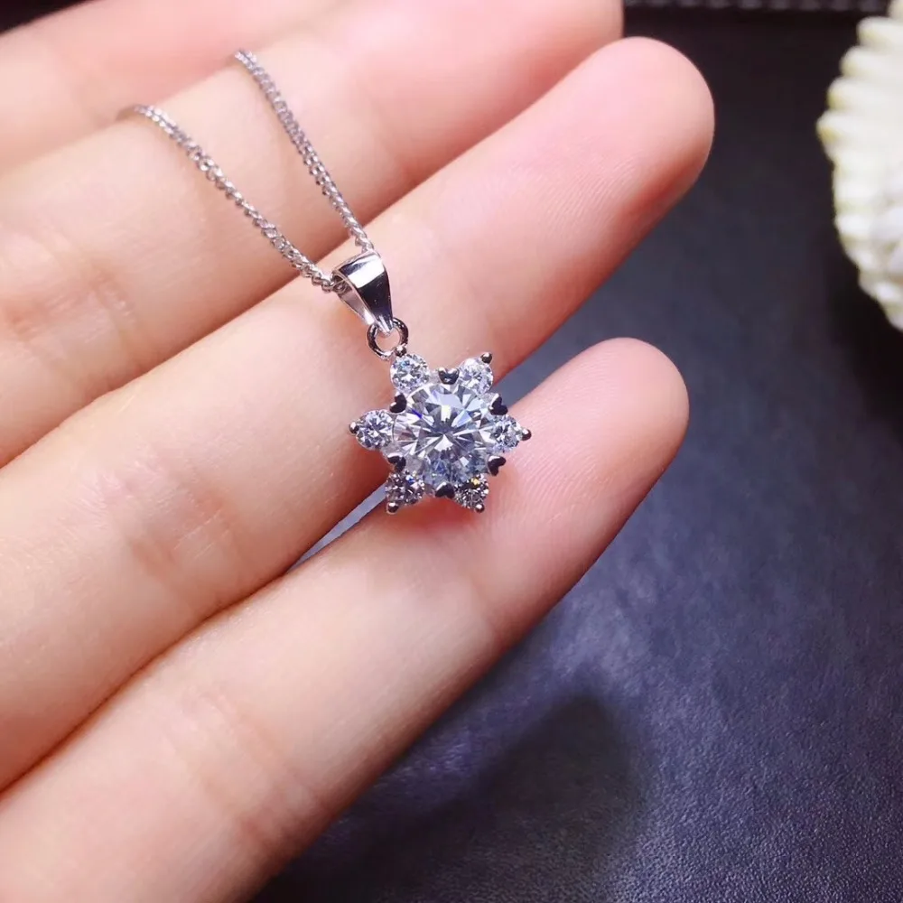 Ожерелье moissanite, драгоценный камень 1 карат, может быть обнаружен прибором, серебро 925 пробы, популярное колье