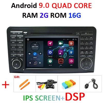 Android 9,0, 4 ГБ, 64 ГБ, автомобильный DVD плеер для Mercedes Benz класса GL500 W164 X164 ML350 ML300 ML320 ML280 GL350 GL450 радио навигации - Цвет: 9.0 2G 16G IPS DSP