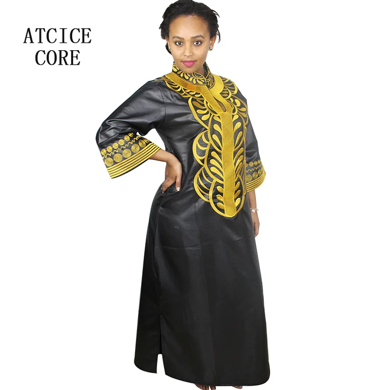 Африканский Базен Вышивка платья длинное платье без шарфа мягкий материал LA066