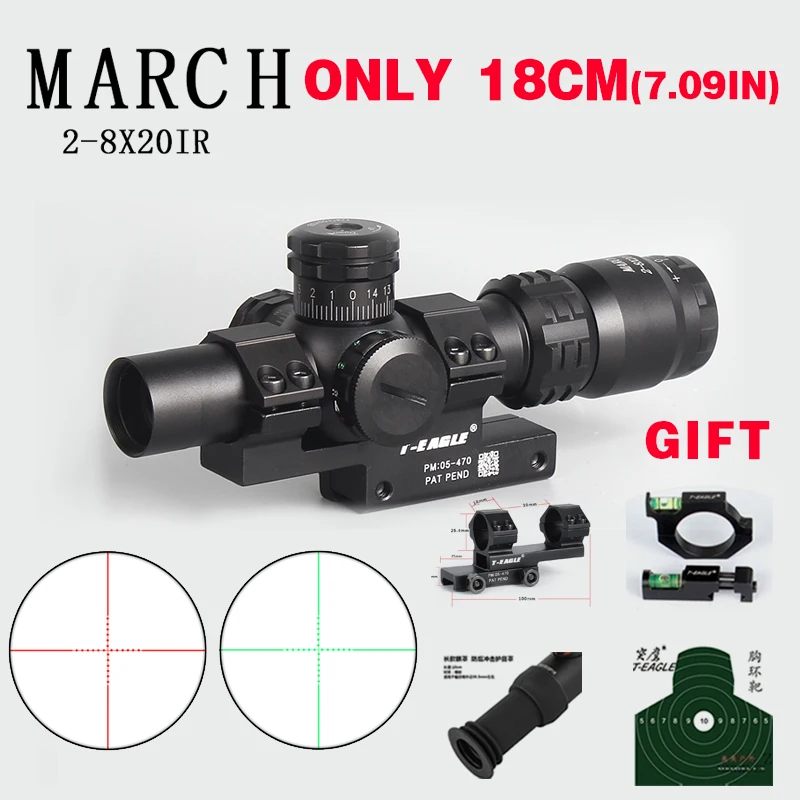 

Hunting Optical Sight 2-8x20IR Riflescope Adjustable Green Red Dot Hunting Light Tactical Scope Reticle Optical Rifle Scope