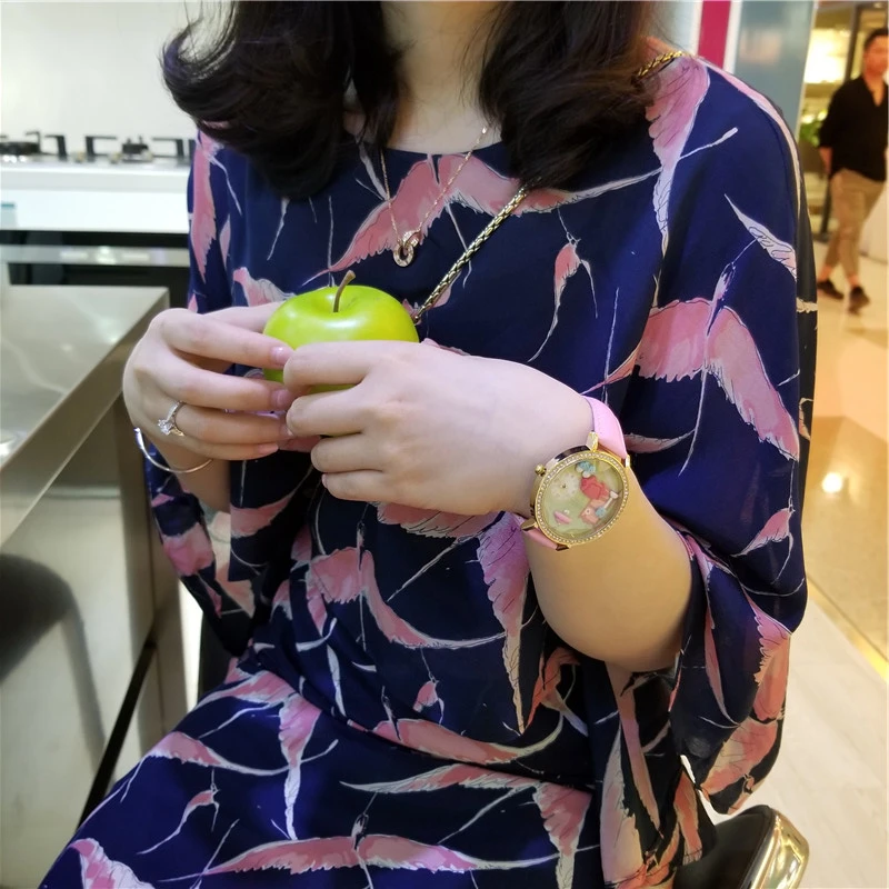 Miss Keke Clay Cute 3d Mini World Geneva rose gold Rhinestone Watches Relogio Feminino Ladies Women Leather Wristwatches 1013