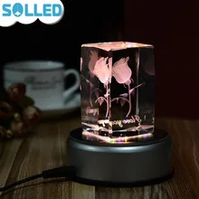 SOLLED 4 светодиода светящаяся основа светильник красочный круглый стенд база для коктейля Хрустальное стекло прозрачные предметы дисплей