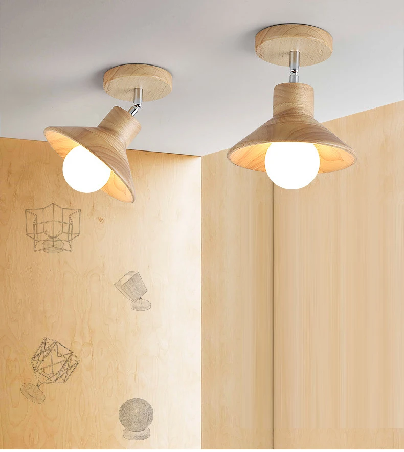 Lâmpada do Teto Cobre e Tons Ferro Madeira Sombra Luz Pingente Triângulo Metal Teto Lampshades E27 5w - 2 High Quality Luzes e Iluminação