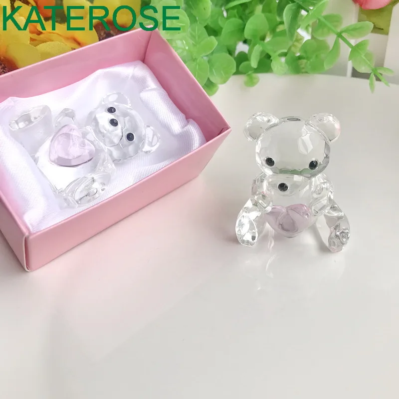 Детские крестины сувениры и подарок выбор Хрустальная коллекция плюшевый мишка фигурки розовые для девочек