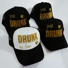 Пользовательские блестки опьянен любовью Im просто пьян подружки невесты Дальнобойщик кепки шапки девичник Свадебные вечерние украшения подарок