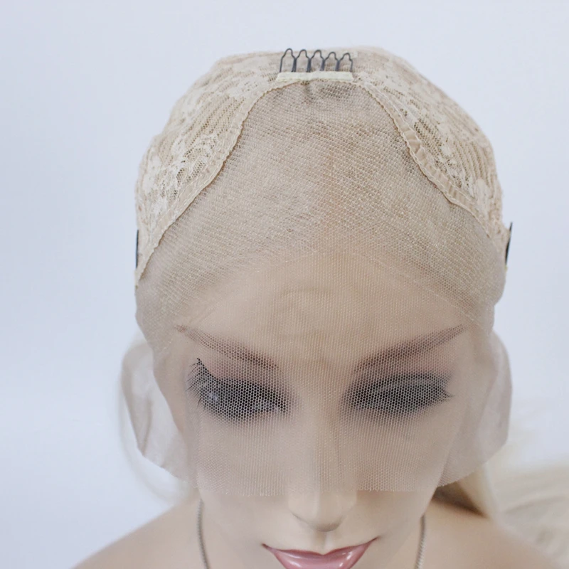 MRWIG long straight26in #613 middle part synthetic heat resistant fiber transparent lace synthetic fiber front lace wig