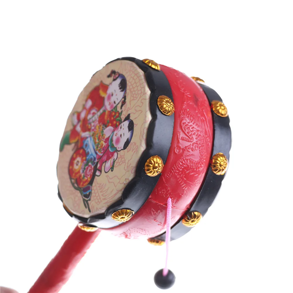 1pcs Chinese Style Rattle drum Plastic Rattle Pellet Drum Cartoon