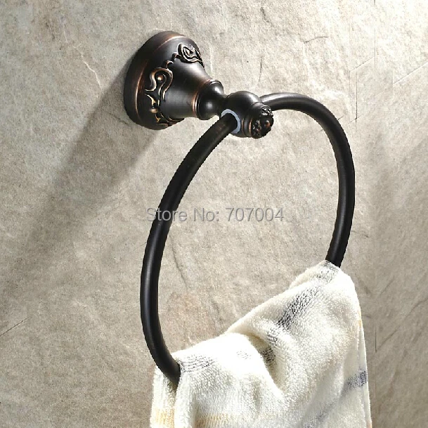 

Free Shipping Oil Rubbed Bronze Unique Design Towel Ring Wall Mounted Round Shape Bathroom Accessories
