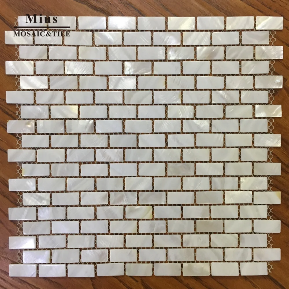 

Brick pattern super white natural Pearl of mother mosaic shell tile