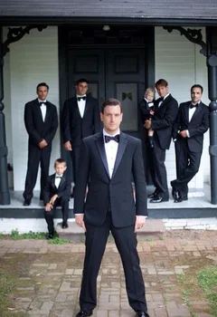 

Notch Lapel Black Men Suits Blazer Elegant Grooms Best Man Wedding Tuxedo 2017 Summer Beach Wedding Slim Fit (Jacket+Pants+Tie)