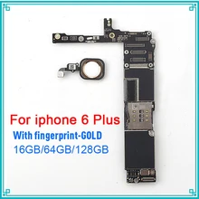 16 Гб 64 Гб 128 ГБ для iPhone 6 plus материнская плата с золотым сенсорным ID полностью разблокирована для iPhone 6 Plus 5,5 дюймов логические платы