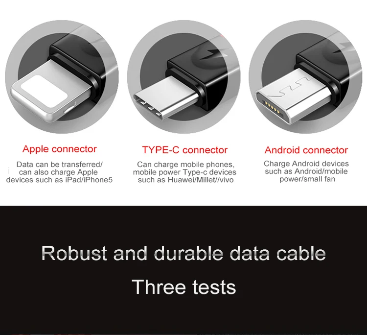Двойной цвет черный+ красный 3 в 1 USB кабель для Iphone Micro usb type C 2.4A провод для iPhone X Xiaomi samsung S9 провод для быстрой зарядки