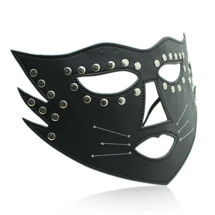 High Quality Black Faux Leather&Metal Decorate Blindfold Mask,Eye Mask Kitin Adult Games from