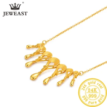 شراءHMSS 24K عقد ذهب نقي حقيقي AU 999 الصلبة الذهب سلسلة جميلة الراقي العصرية الكلاسيكية الطرف غرامة مجوهرات الساخن بيع جديد 2020