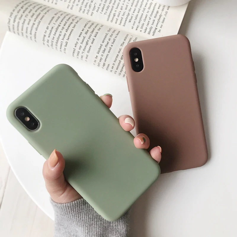 

High Quality Fashion Green Solid Color Matcha Phone Case for iphone 6 6s 7 8 Plus All-inclusive Anti-drop Silicone Soft Cover XS