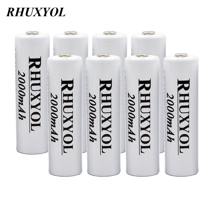 8pcs RHUXYOL 1.2V 2000mAh NiMH AA Rechargeable Battery Cell accumulator Pre charged 2A Baterias Recargable Batteries pilas vs gp|aa rechargeable