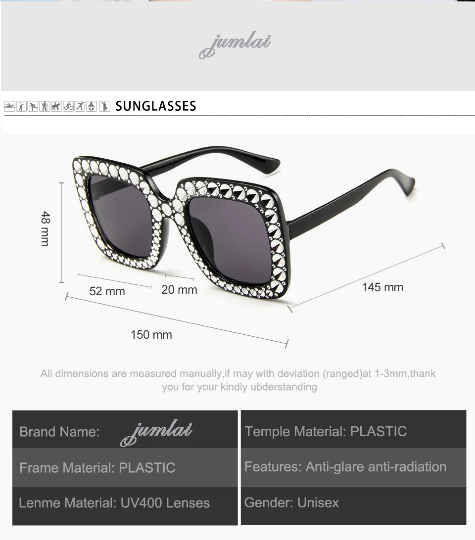 jumlai Large Frame Sunglasses Women Luxury ManWomen Sun Glasses Classic Vintage Outdoor Shopping Oculos De Sol (2)