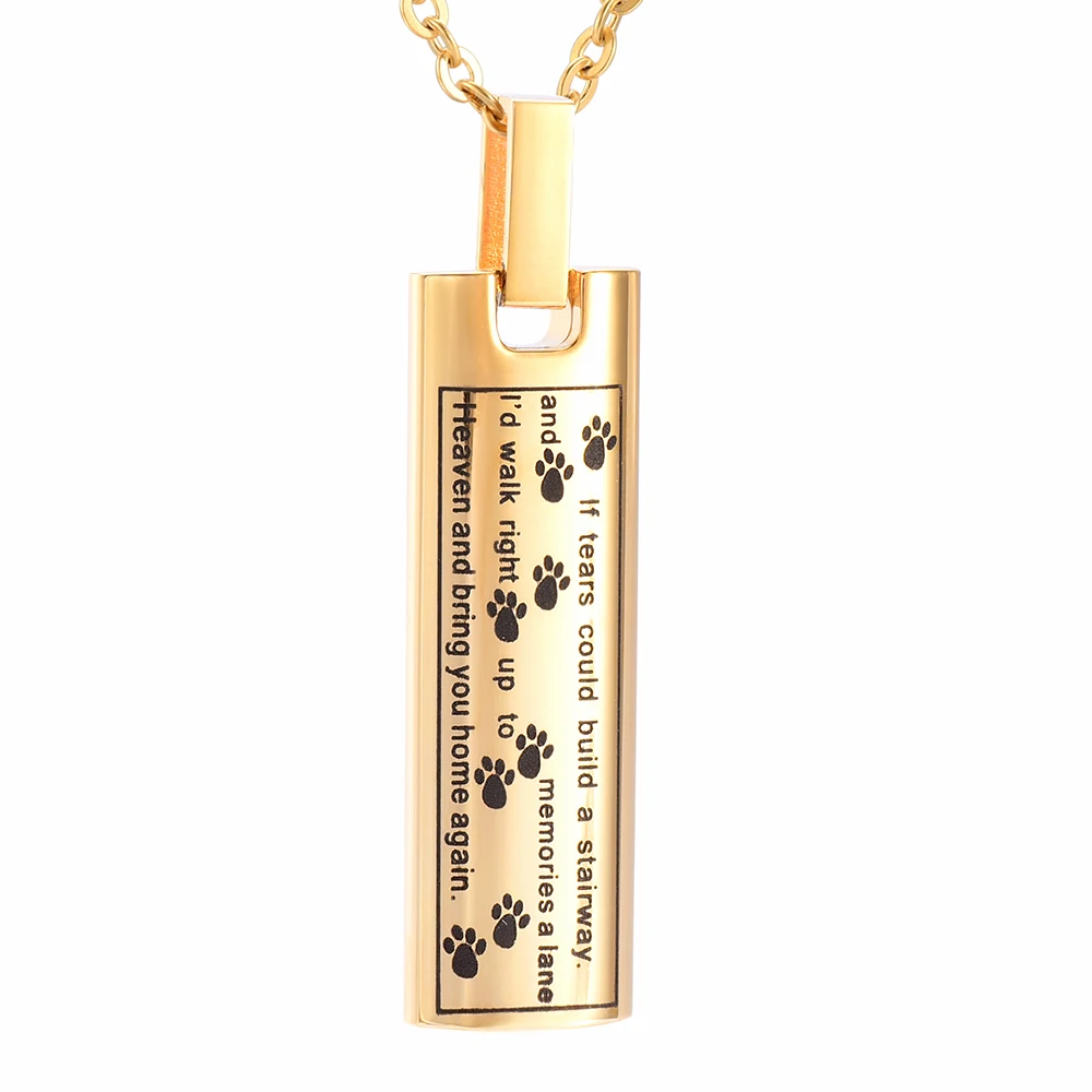 

IJD9137 MiniCremation If Tears Could Build a Stairway Pet Urn Pendant Necklace Dog/Cat Funeral Ashes Keepsake Memories Holder