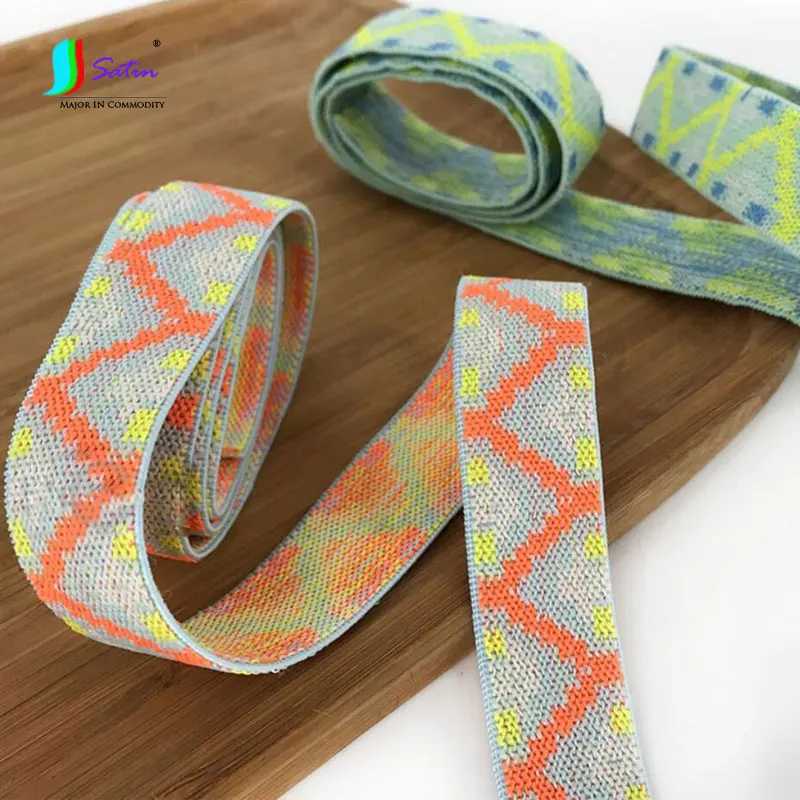 

High Quality 2.5cm Jacquard Decoration Thick Flat Width Elastic Band Rope Rubber Band Clothing Manual DIY Accessories A0106F