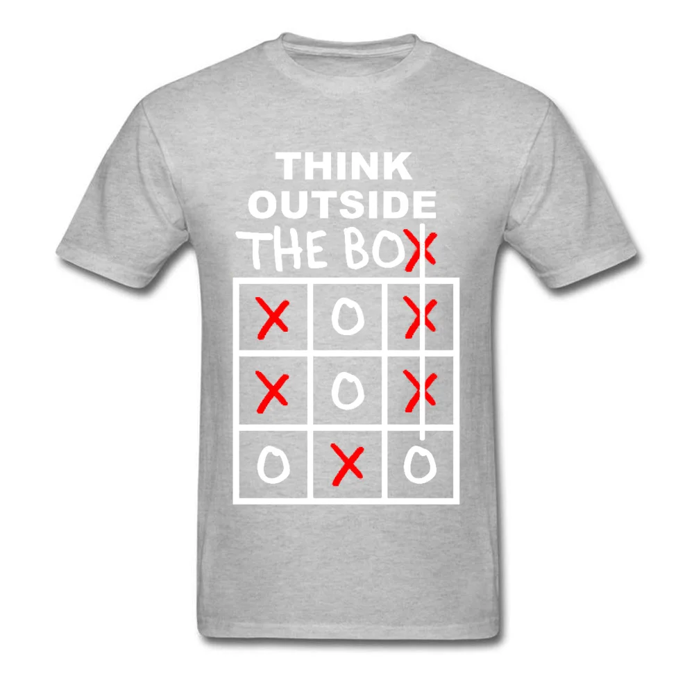Think-Outside-The-Box-red 3D Printed Summer 100% Cotton Round Neck Mens Tops T Shirt Tops Tees New Arrival Short Sleeve T Shirts Think-Outside-The-Box-red grey