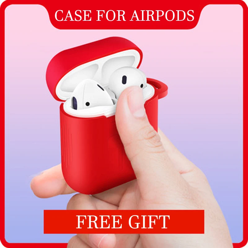 

Soft Silicon Cover For AirPods Case Protector Sleeve Colorful Case for Apple Air Pods Wireless Earphone Ear Hook Accessories