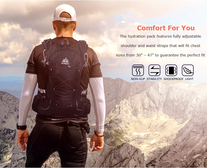AONIJIE hombres mujeres hidratación 15L mochila deportes al aire libre correr Marathon Cross-country Trail Racing senderismo mochila 3L Wate bolsa