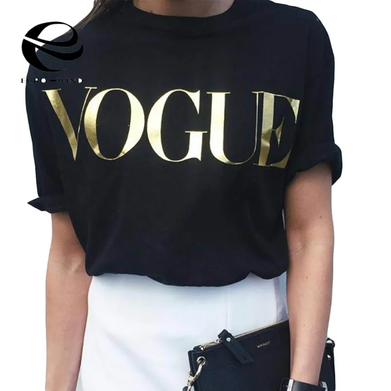 Женская футболка с принтом VOGUE модная летняя XS-4XL большие размеры 2019 | одежда