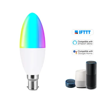 

Smart WIFI LED Bulb RGB+W LED Candle Bulb 6W Dimmable Light Phone Remote Control Group Control Compatible with Alexa Google Home