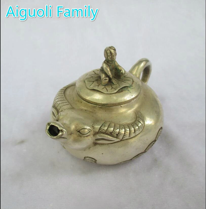 

Art collection old chinese handmade tibet silver bull tea pot/metal teapot craft for home decoration