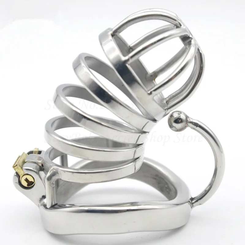 Stainless Steel Stealth Lock Male Chastity Devices,Long Cock Cage With Base Arc Ring,Penis Rings,Fetish BDSM Sex Toys For Men