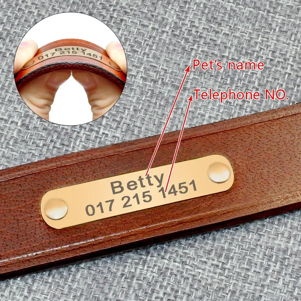 Ошейник из натуральной кожи для собак и кошек|free engraving|dog cat collardog id collar |